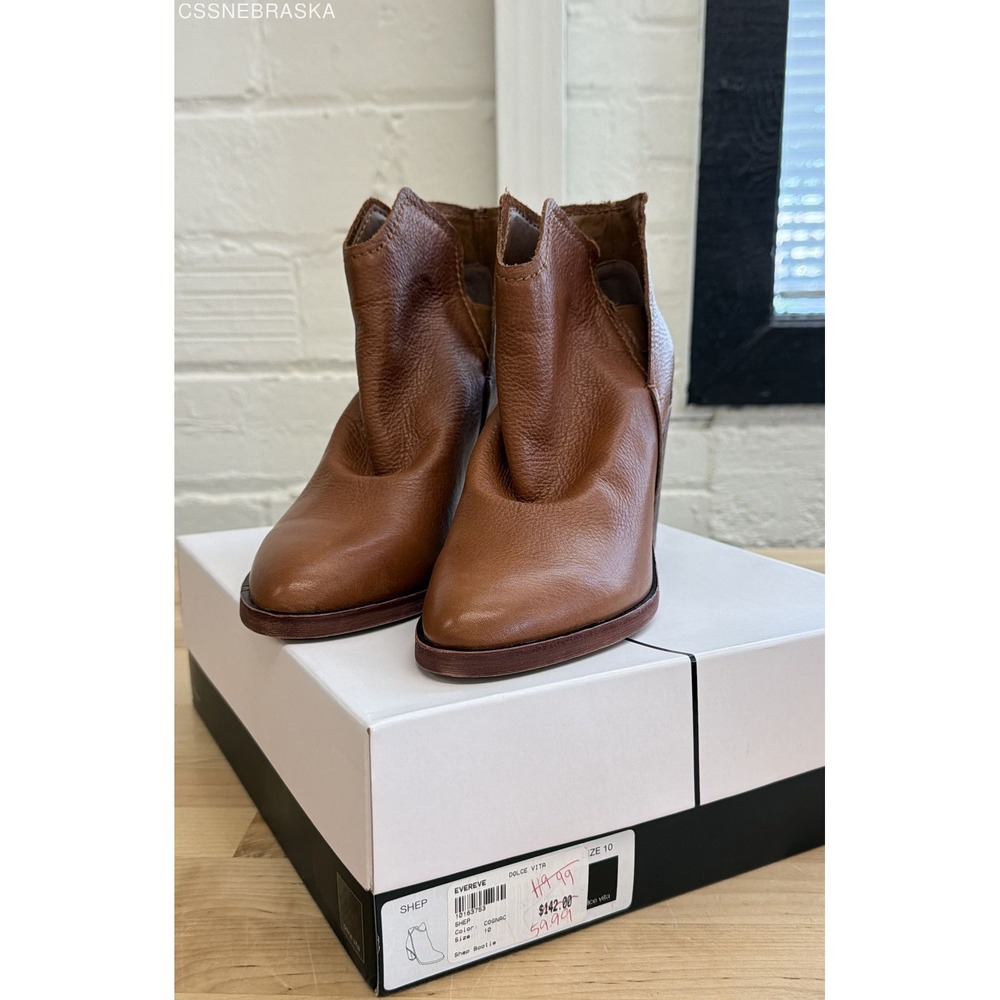 Dolce Vita Shep Cognac Leather Ankle Bootie Women's Size 10 DS